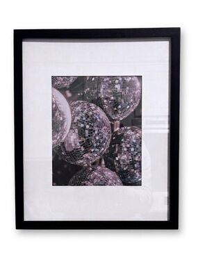 Pottery Barn Black Gallery Frame with Easel & Disco Ball Giclee Art Print 14x17